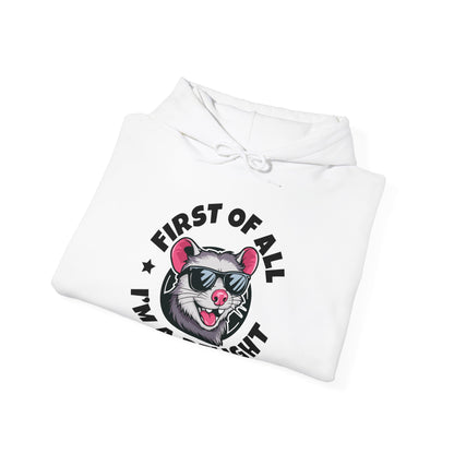 Funny First Of All I'm A Delight Sarcastic Angry Opossum Possum Hoodie For Men Women Hoodie