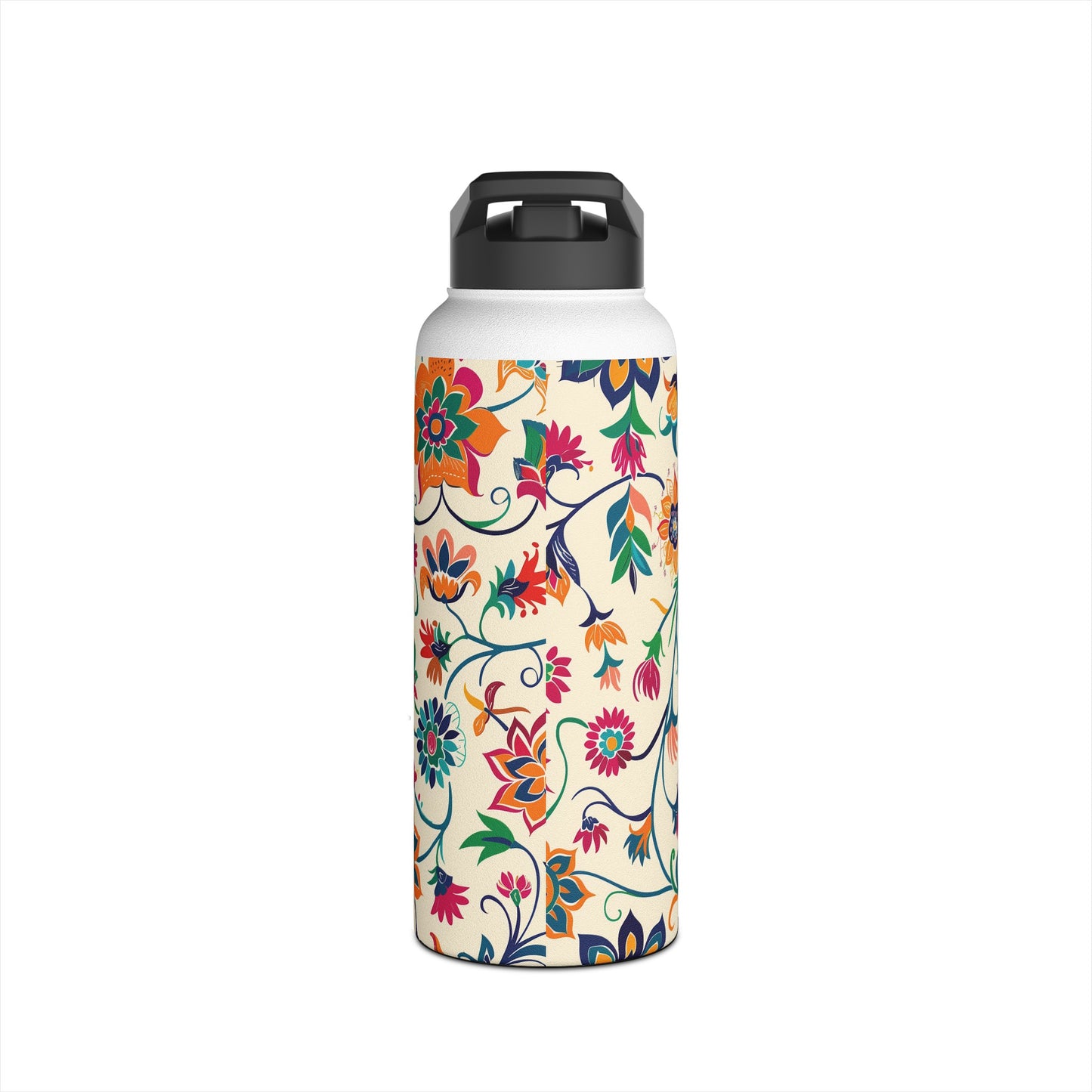 Fiesta Fiesta White Pattern Stainless Steel Water Bottle with Twist-on Lid and Double-Wall Vacuum Insulation