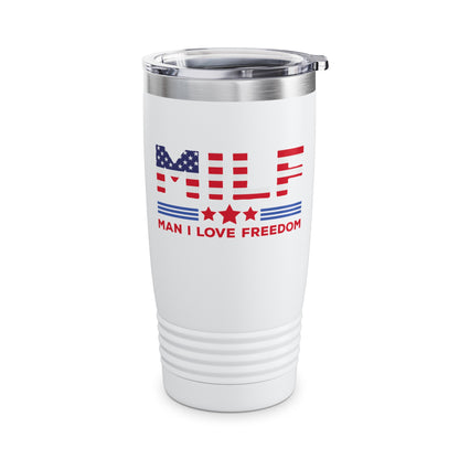 Funny MILF Man I Love Freedom Patriotic 4th Of July Funny Tumbler