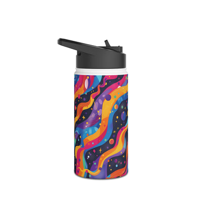 Planetary Parade Pattern Stainless Steel Water Bottle with Twist-on Lid and Double-Wall Vacuum Insulation