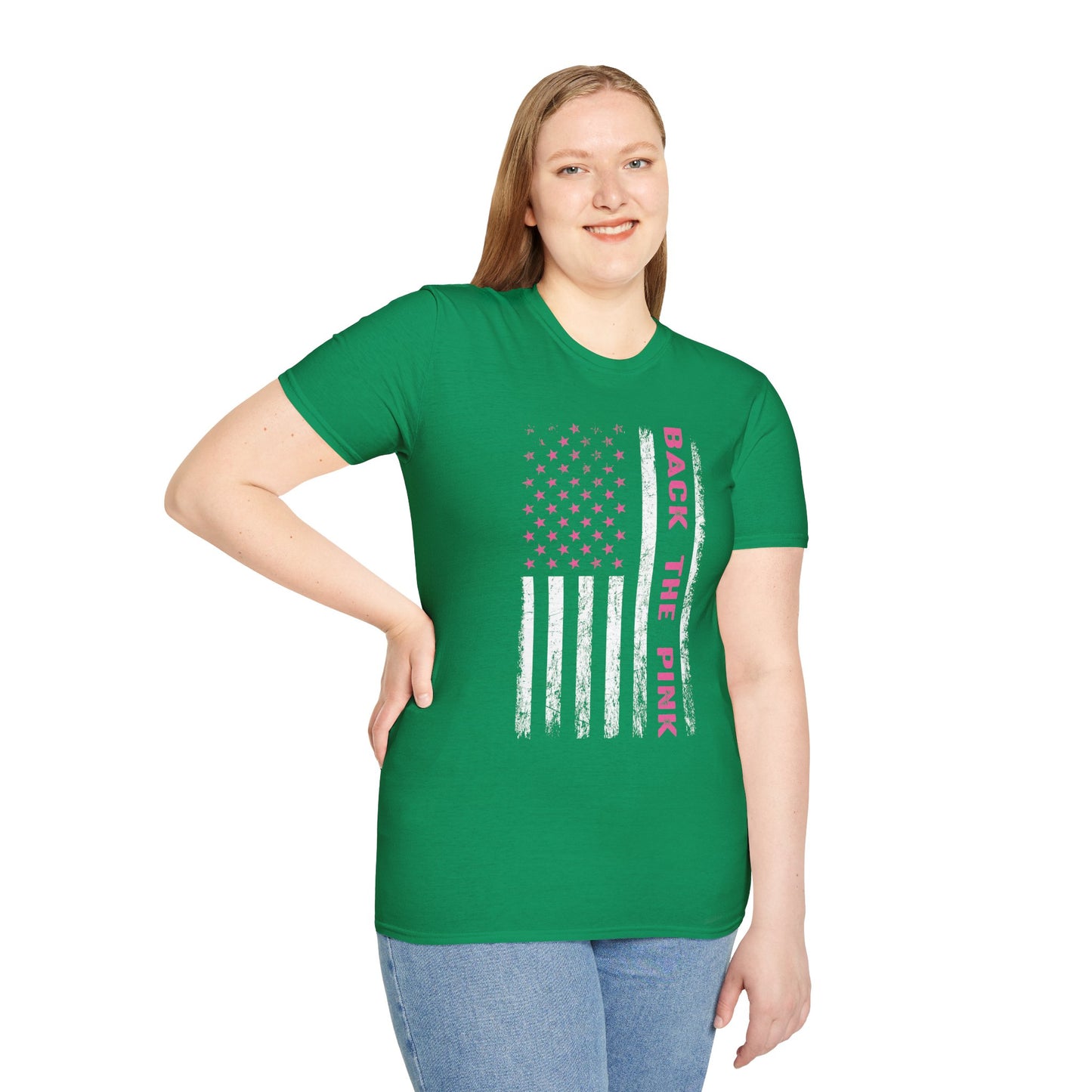 Back The Pink USA Flag Pink Breast Cancer Awareness October Tshirt