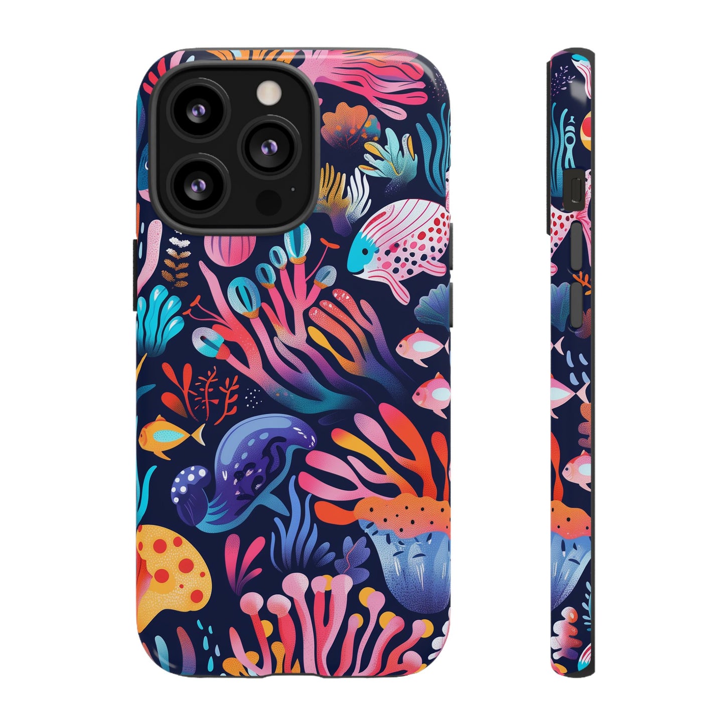 Underwater World Pattern iPhone 13 14 15 16 Pro Max Plus Case Wireless Charging Compatible Tough Cases Protection, Magnetic Phone Case for iPhone Classic Series