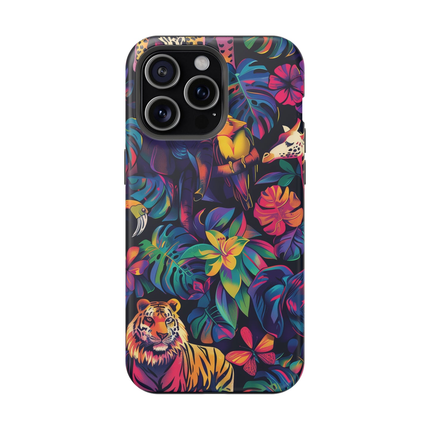 Animal Collage Vibrant Pattern iPhone 13 14 15 Pro Max Plus Case Compatible with MagSafe Tough Cases Protection, Magnetic Phone Case for iPhone  Classic Series