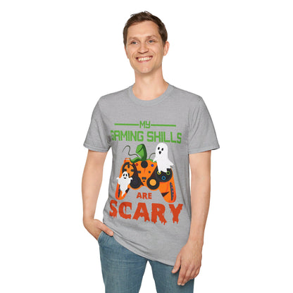 My Gaming Skills Are Scary Halloween Pumpkin Gaming Controller T-Shirt For Gamers