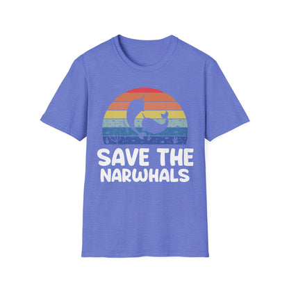Funny Save The Narwhals Retro Narwhals T-Shirt Men Women
