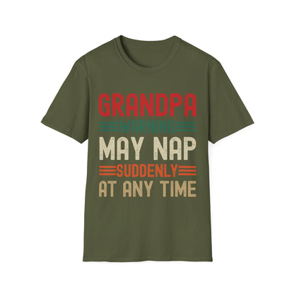 Funny Men Grandpa Warning May Nap Suddenly at Any Time Vintage Father Day