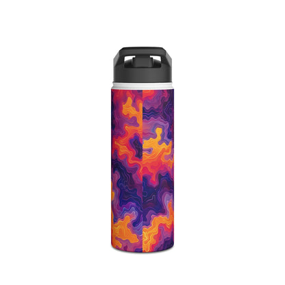 Electric Sunrise Pattern Stainless Steel Water Bottle with Twist-on Lid and Double-Wall Vacuum Insulation