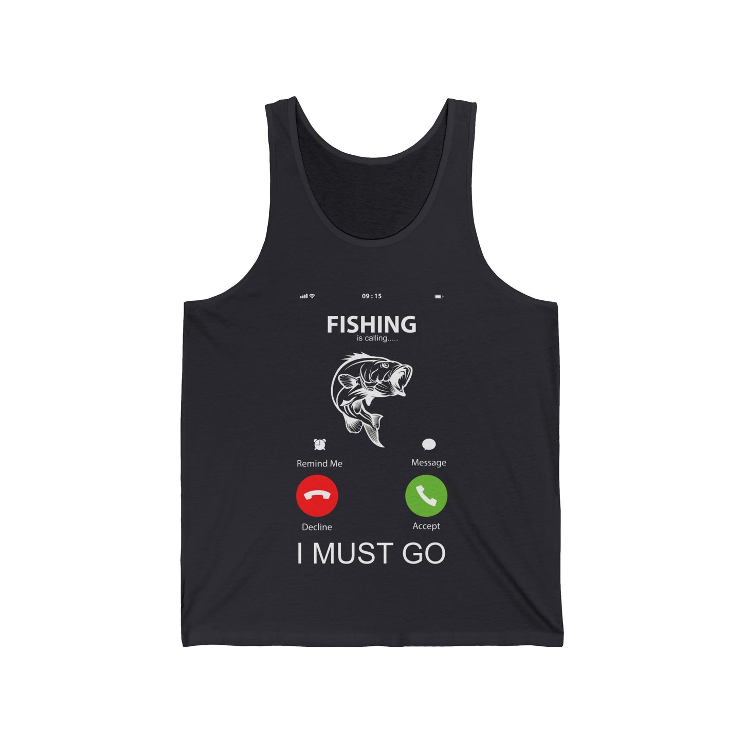 Funny Fishing Is Calling Me Tank Tops Phone Screen Fishing Sailing Rod Tee Tank Tops Men