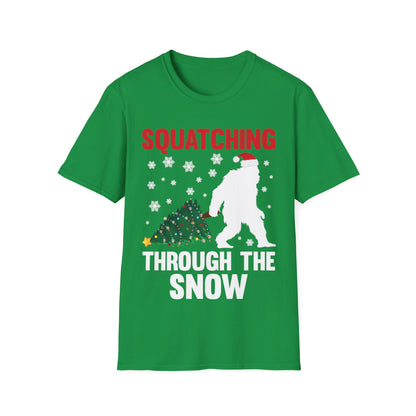 Squatching Through The Snow Funny Bigfoot Christmas Sasquatch T-Shirt