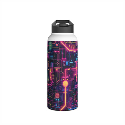 Cyberpunk Neon Pattern Stainless Steel Water Bottle with Twist-on Lid and Double-Wall Vacuum Insulation