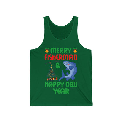 Funny Bass Fishing Merry Fishmas And Happy New Year Christmas Xmas Tank Top