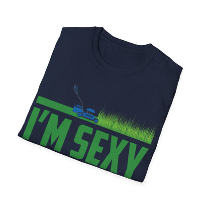 Funny Im Sexy and I Mow It Retro Grass Lawn Mower T-Shirt