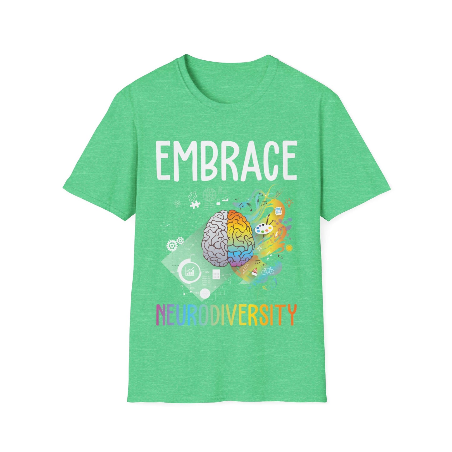 Neurodiversity Embrace ADHD Autism ASD Brain Tshirt Men Women Kids