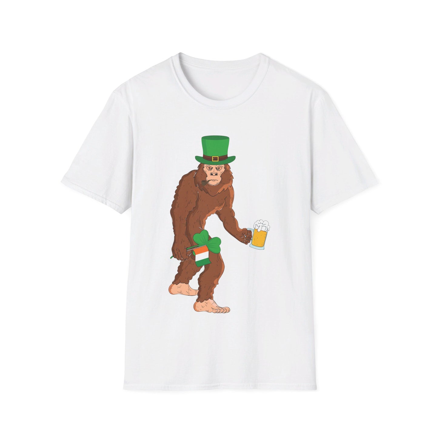 Funny Leprechaun Bigfoot St Patricks Day Sasquatch Irish Flag T-Shirt For Men Women T-Shirt