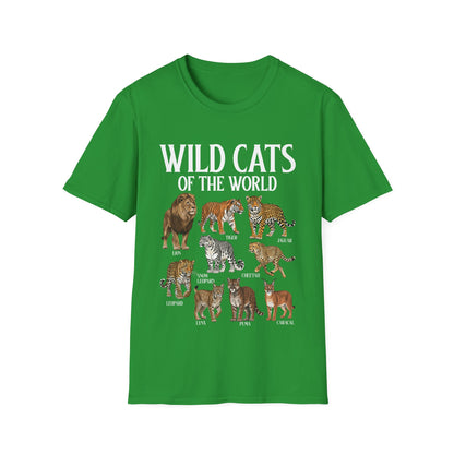 Wild Cats Animals of The World Educational Wild Animal Lover T-Shirt