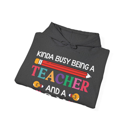 Kinda Busy Being A Teacher And A Dog Mom For Dog Lovers Pet Mothers Day Teachers Hoodie