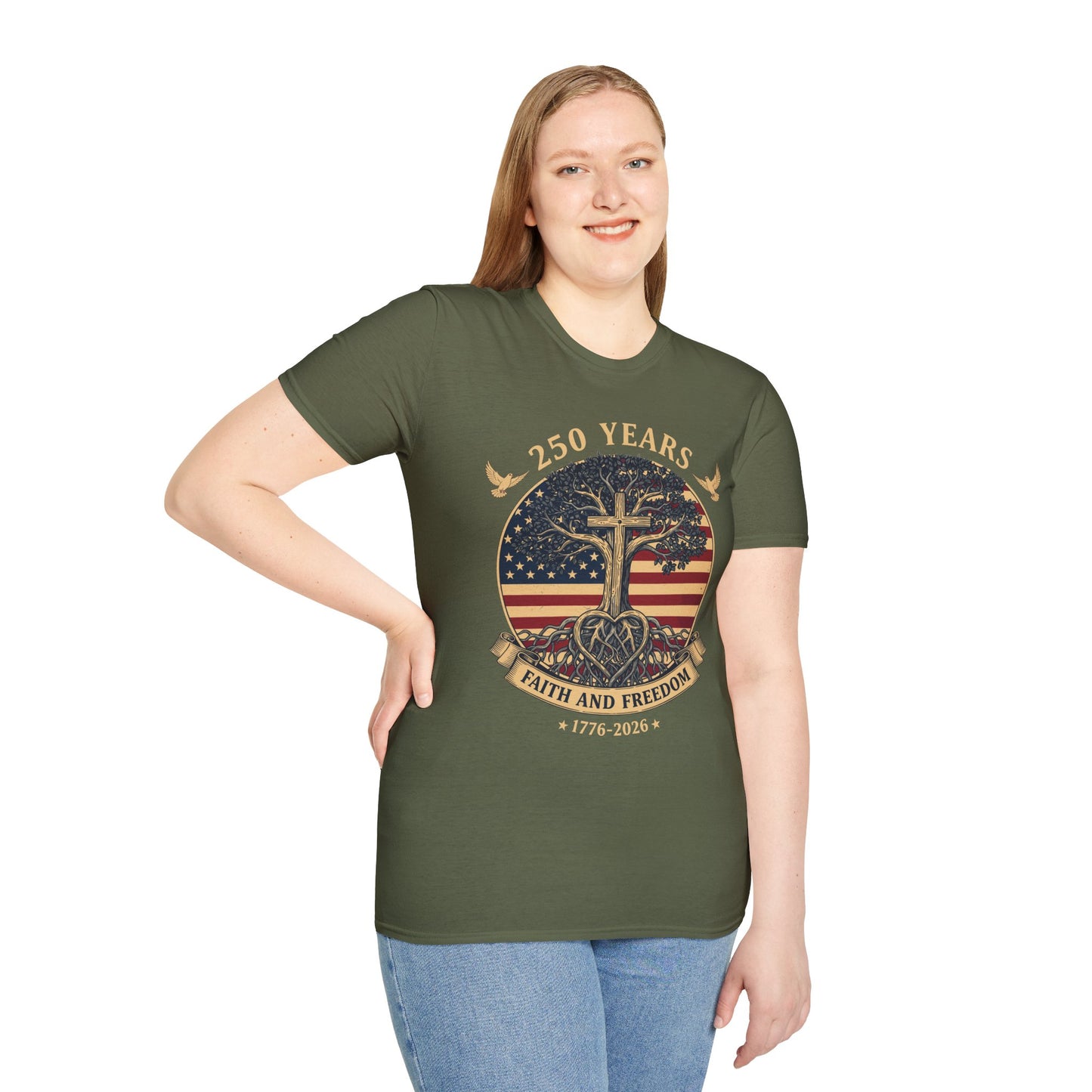 250 Years Faith and Freedom Christian USA 250th Anniversary T-Shirt