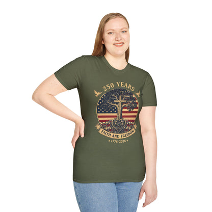 250 Years Faith and Freedom Christian USA 250th Anniversary T-Shirt
