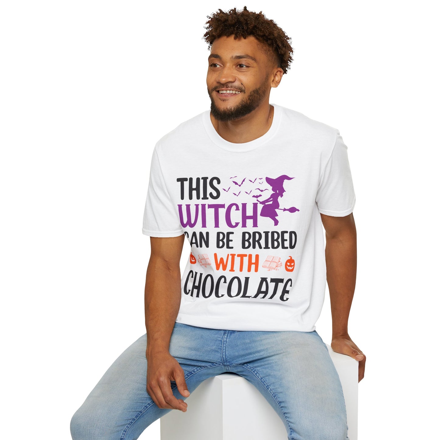 Funny Halloween This Witch Can Be Bribed With Chocolate Lovers Halloween Party T-Shirt Girls Women