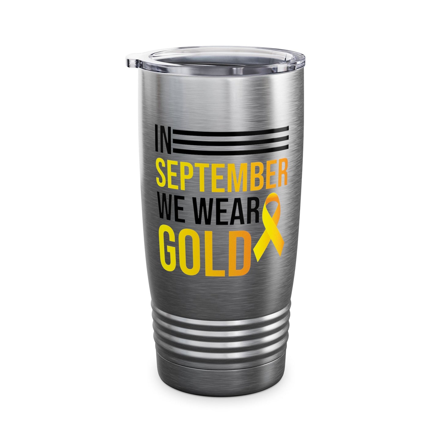 In September We Wear Gold Childhood Cancer Awareness Mug for Men Women Tumbler