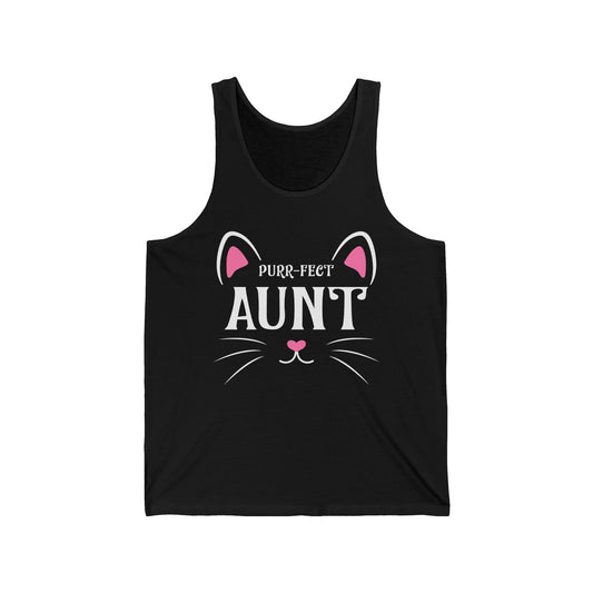 PURR-FECT Aunt Funny Cat Lover Cute Funny Kitten Tank Top Gift For Men Women Tank Top