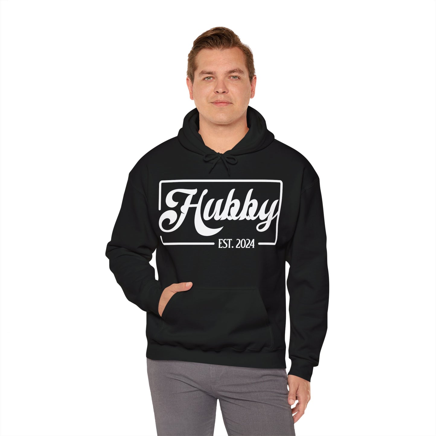 Hubby Est 2024 Just Married Honeymoon Wedding Couples Hoodie For Men Hoodie