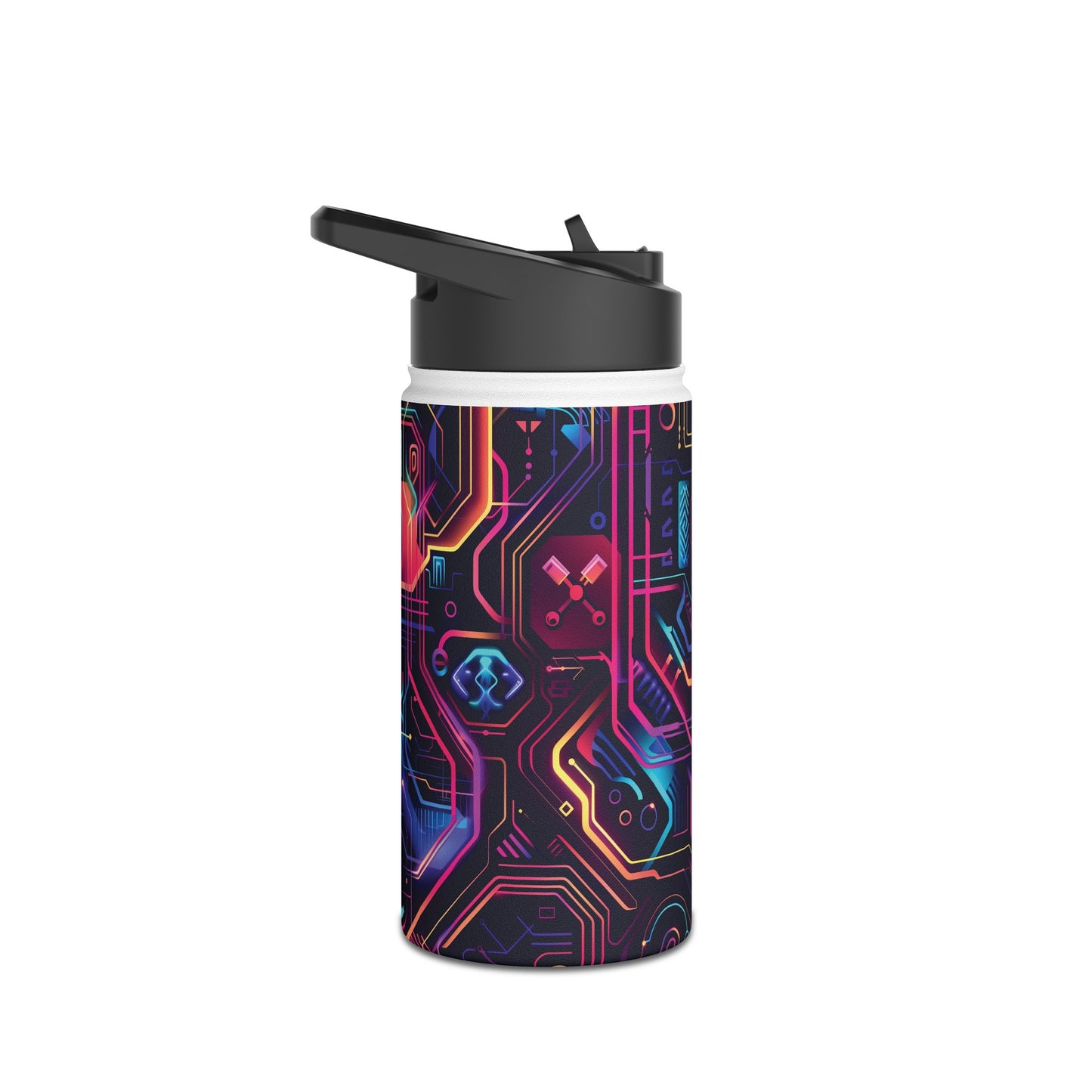 Cyberpunk Neon Vibrant Color Pattern Stainless Steel Water Bottle with Twist-on Lid and Double-Wall Vacuum Insulation