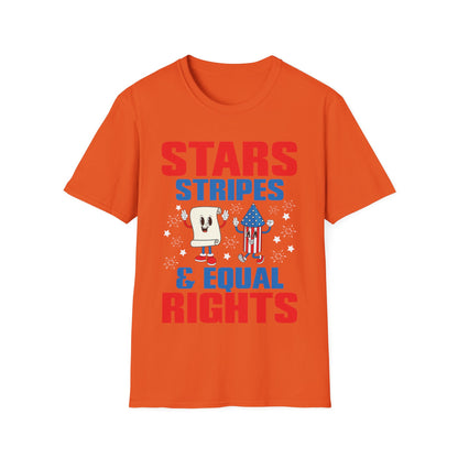 Stars Stripes & Equal Rights 4th Of July Retro Groovy T-Shirt For Men Women T-Shirt