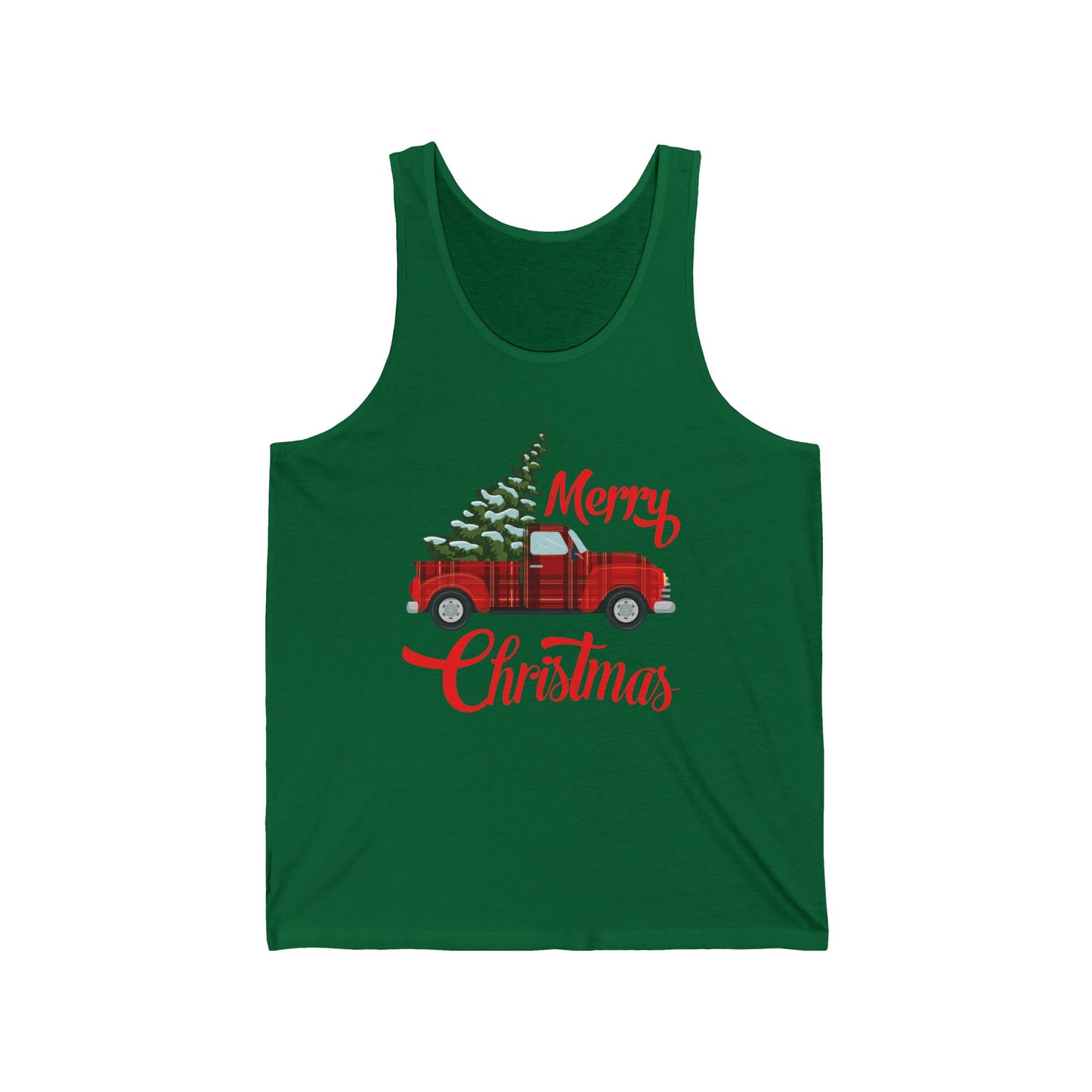 Merry Christmas Buffalo Plaid Red Truck Tree Xmas Tank Top Men Women