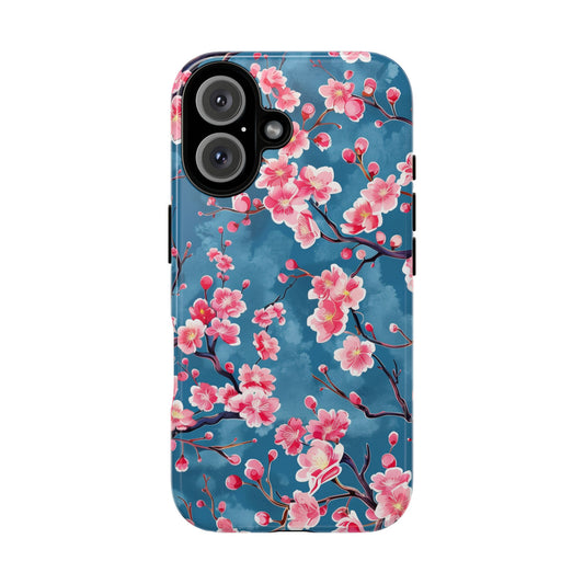 Sakura Blossoms Vibrant Colored iPhone 16 Pro Max Plus Case Wireless Charging Compatible Tough Cases Protection, Magnetic Phone Case for iPhone Classic Series