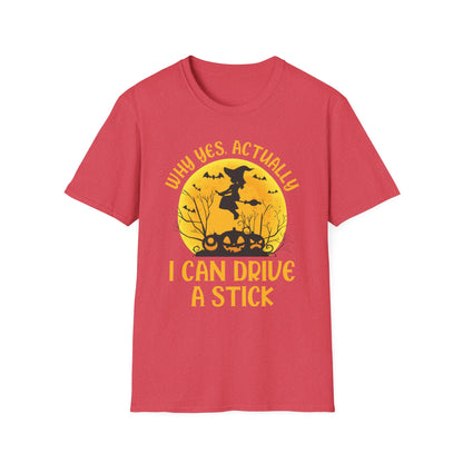 Funny Why Yes Actually I Can Drive A Stick Witch halloween Party T-Shirt Girls