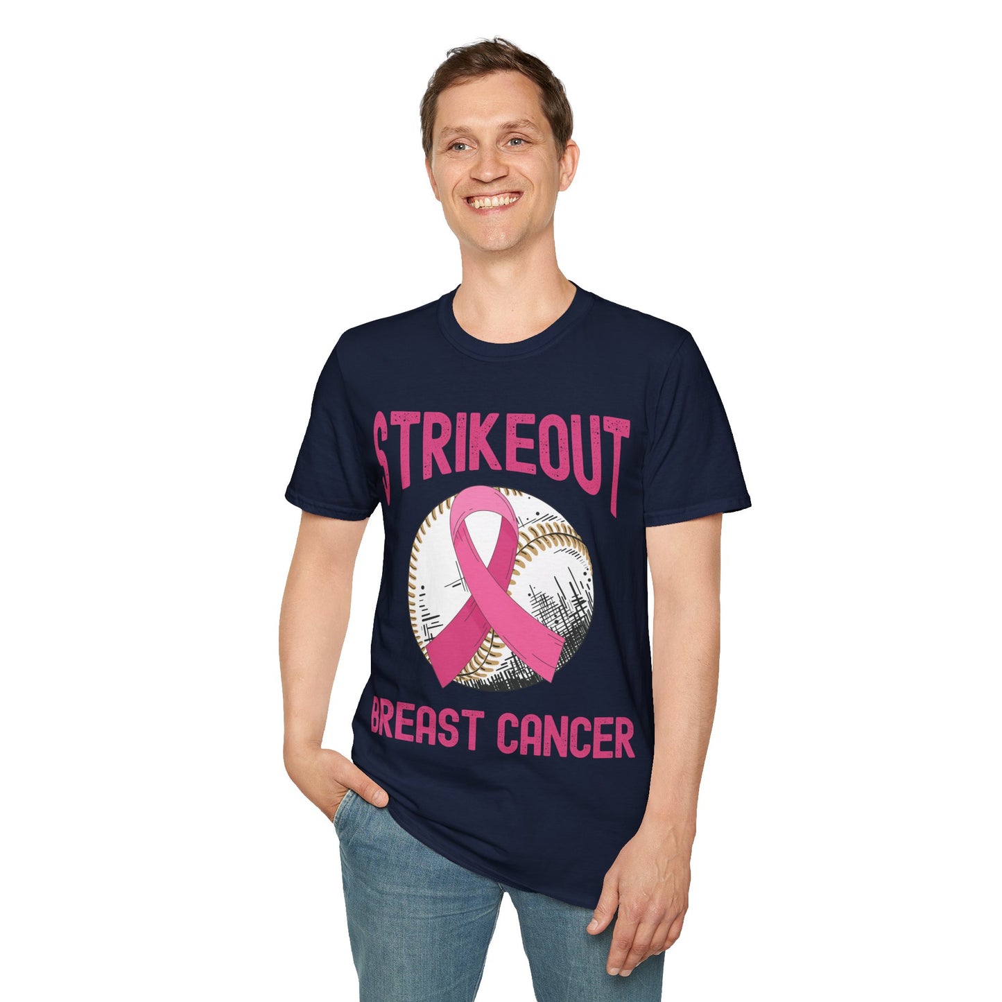 Strike Out Breast Cancer Baseball Fight Awareness T-Shirt Men Women