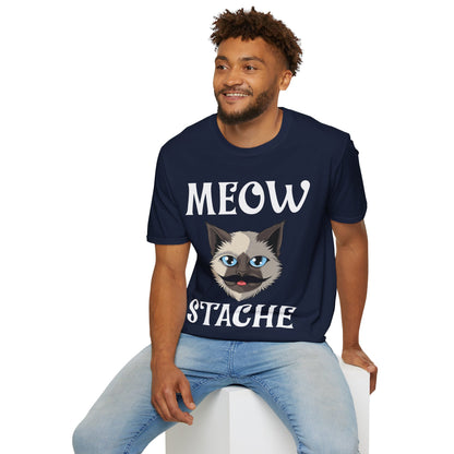 Meowstache Cat Mustache Moustache Beard Bearded Kitten Lovers T-Shirt For Men Women T-Shirt