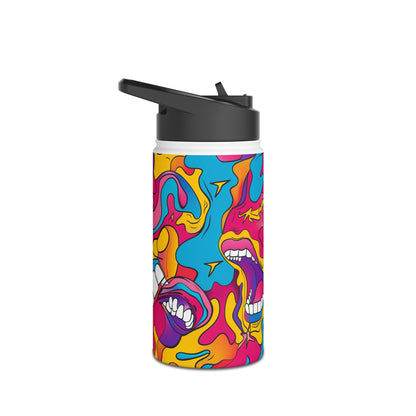 Comic Pattern Stainless Steel Water Bottle with Twist-on Lid and Double-Wall Vacuum Insulation