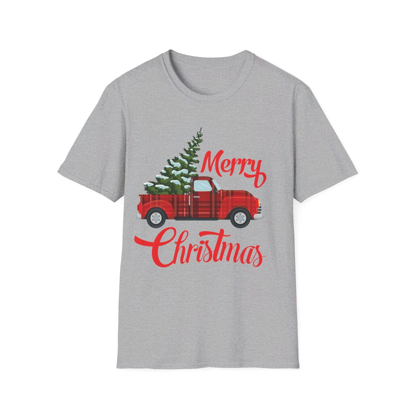 Merry Christmas Buffalo Plaid Red Truck Tree Xmas T-Shirt Men Women