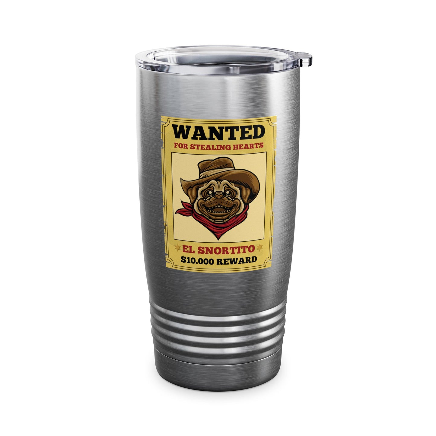 Vintage Pug Wanted Poster Cute Western Cowboy Funny Pug Dog Tumbler For Men Women Tumbler