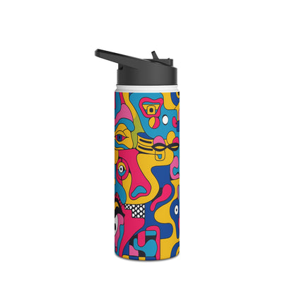 Pop Culture Fun Pattern Stainless Steel Water Bottle with Twist-on Lid and Double-Wall Vacuum Insulation