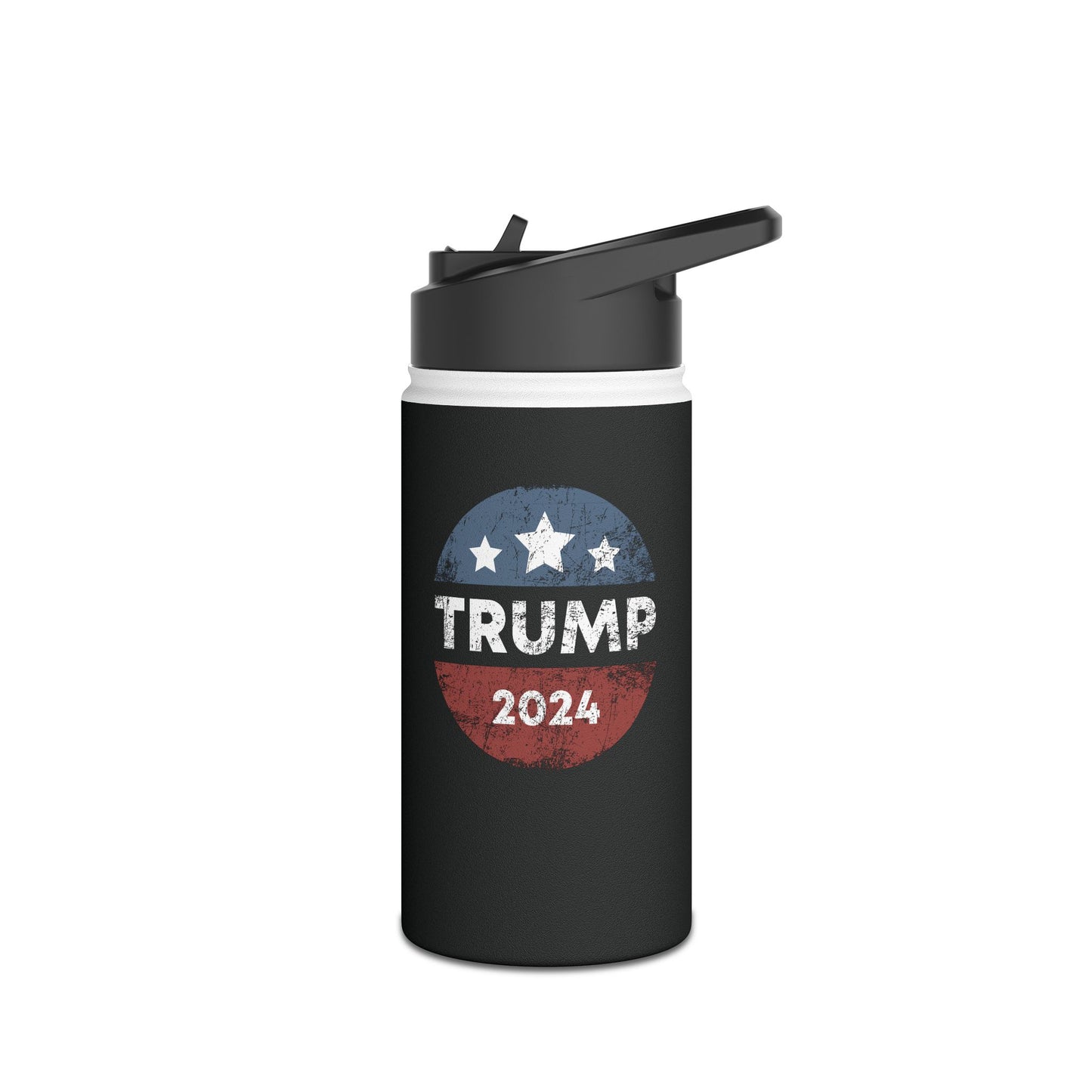 Trump 2024 Retro Campaign Button Re Elect President Trump Water Bottle For Men Women