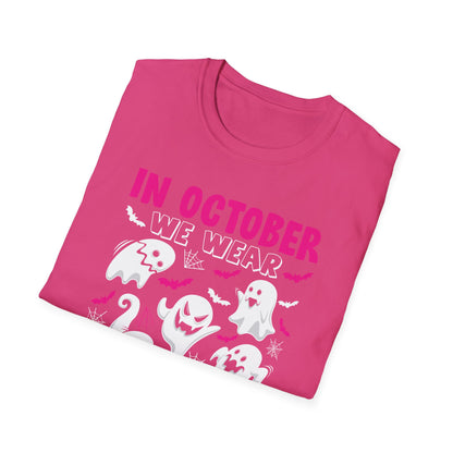 Groovy Wear Pink Breast Cancer Warrior Cute Ghost Halloween T-Shirt