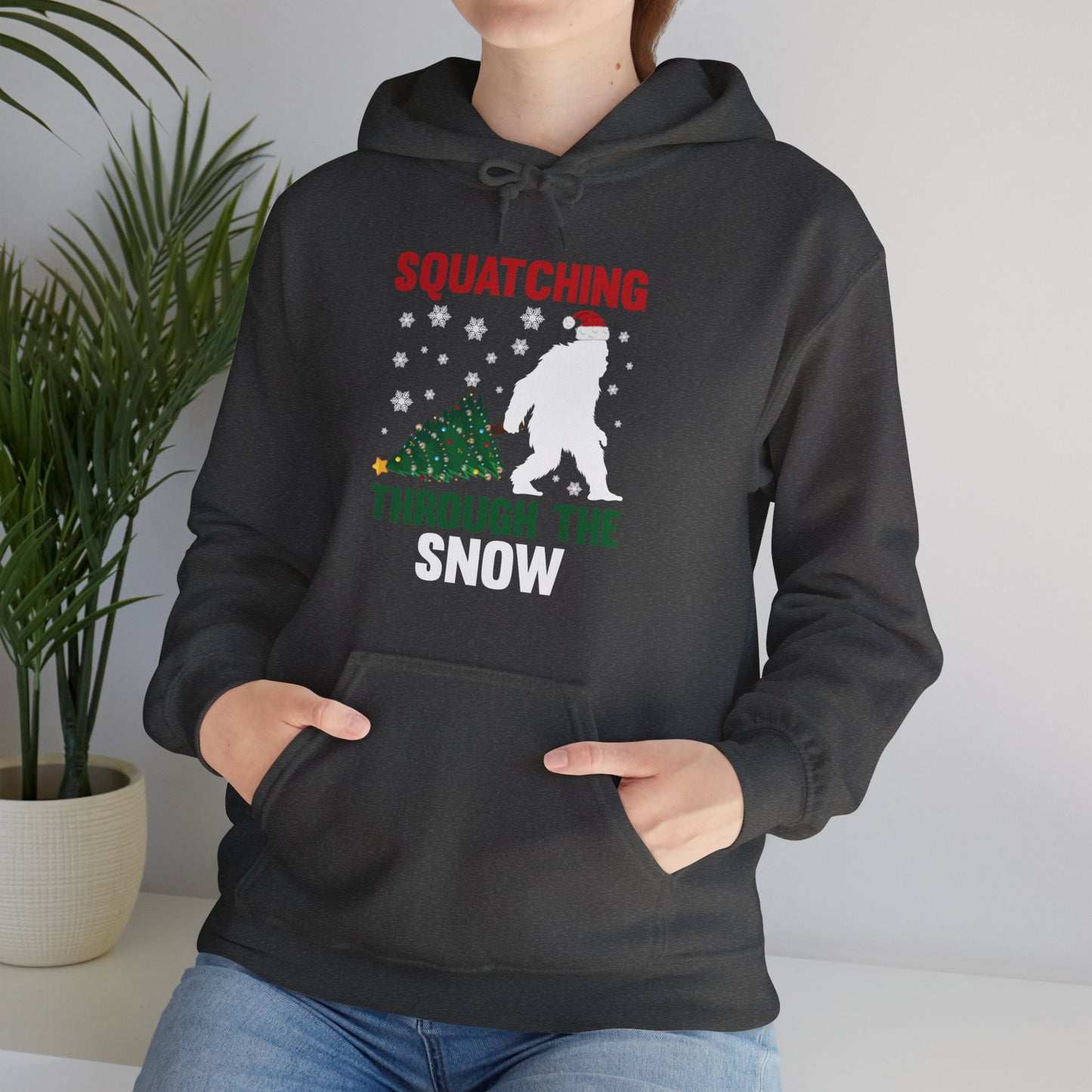 Squatching Through The Snow Funny Bigfoot Christmas Sasquatch Hoodie