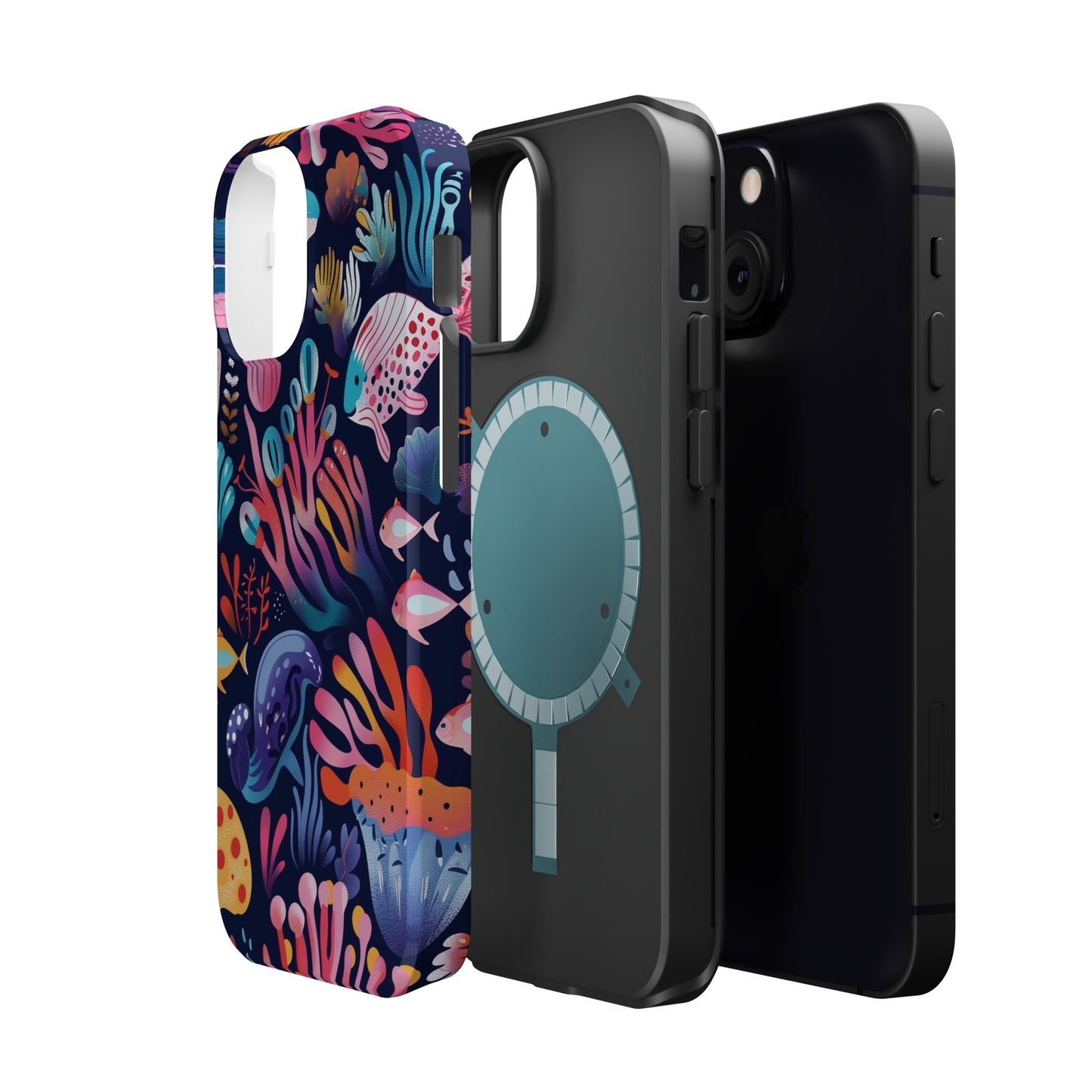 Underwater World Pattern iPhone 13 14 15 Pro Max Plus Case Compatible with MagSafe Tough Cases Protection, Magnetic Phone Case for iPhone  Classic Series