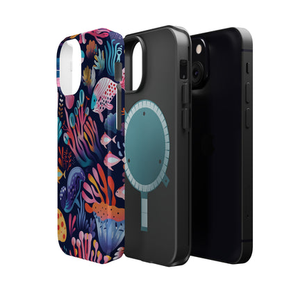 Underwater World Pattern iPhone 13 14 15 Pro Max Plus Case Compatible with MagSafe Tough Cases Protection, Magnetic Phone Case for iPhone  Classic Series