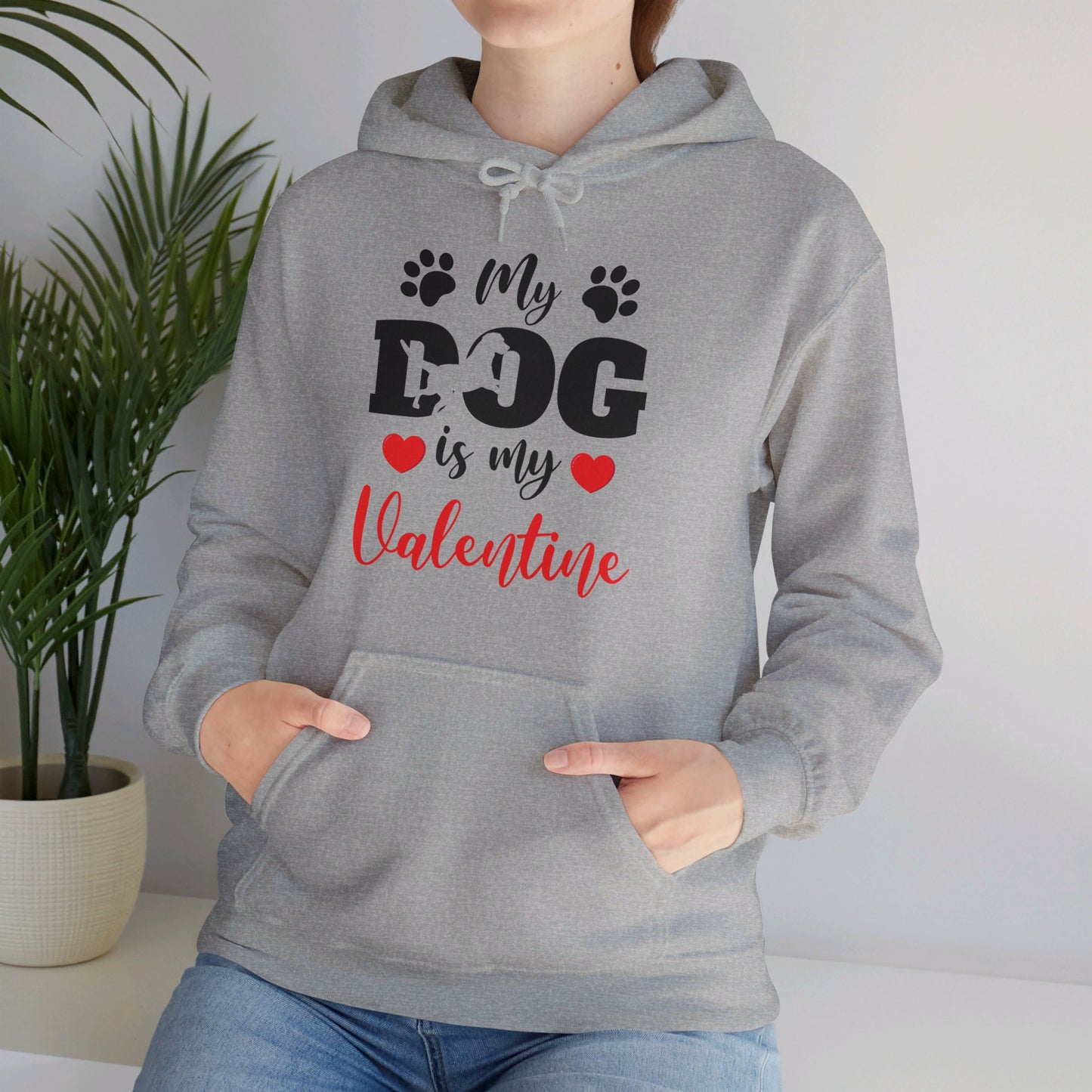 Funny My Dog is My Valentine Dog Lovers Hoodie For Men Women Hoodie