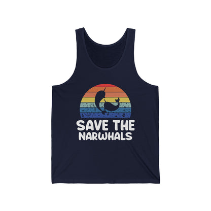 Funny Save The Narwhals Retro Narwhals Tank Tops For Men Women