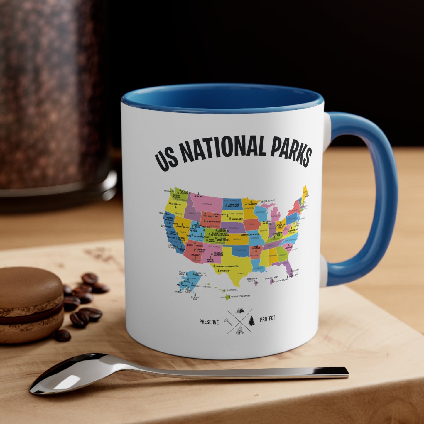 62 National Parks Map Gifts US Park Camping Hiking Coffee Mug Men Women