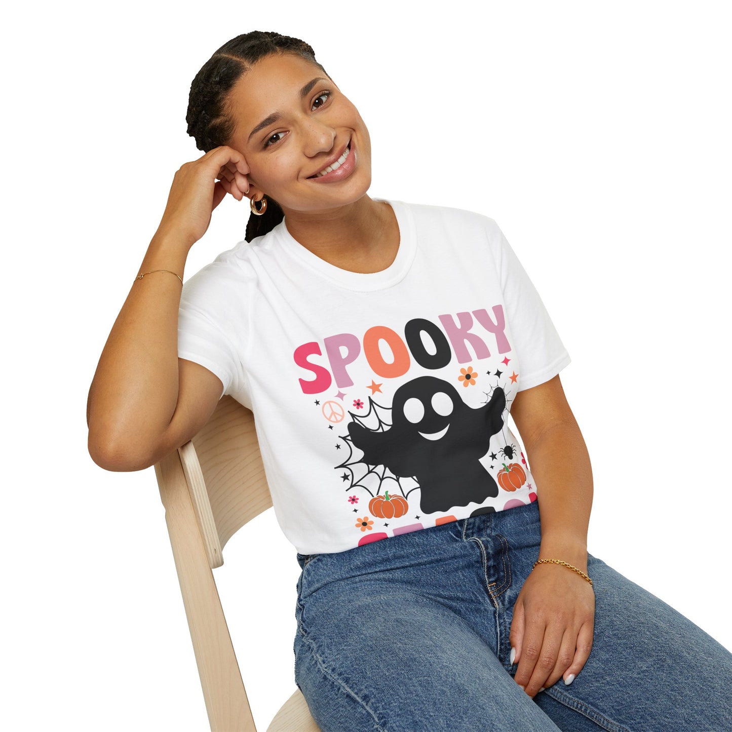 Groovy Spooky Season Cute Ghost Pumpkin Halloween T-Shirt For Men Women Kids