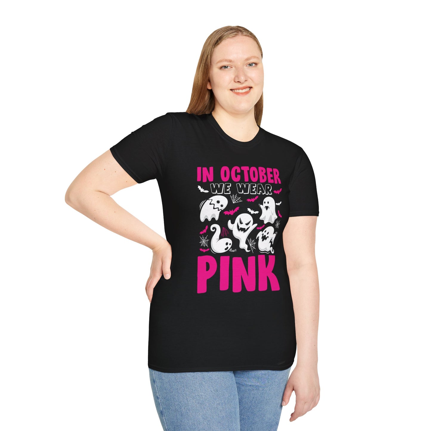 Groovy Wear Pink Breast Cancer Warrior Cute Ghost Halloween T-Shirt