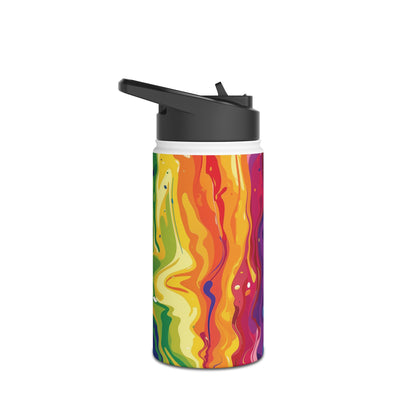 Rainbow Splash Vibrant Pattern Stainless Steel Water Bottle with Twist-on Lid and Double-Wall Vacuum Insulation