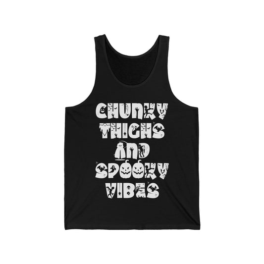 Funny Chunky Thighs and Spooky Vibes Halloween Women's Tank Top