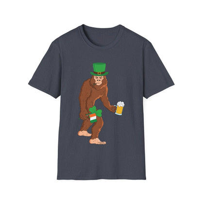 Funny Leprechaun Bigfoot St Patricks Day Sasquatch Irish Flag T-Shirt For Men Women T-Shirt